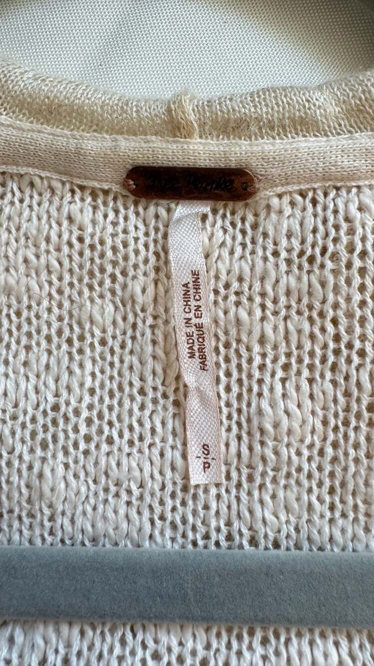 Free People Boho Crochet Patchwork Hooded Duster Cardigan Lagenlook Small - Picture 8 of 8